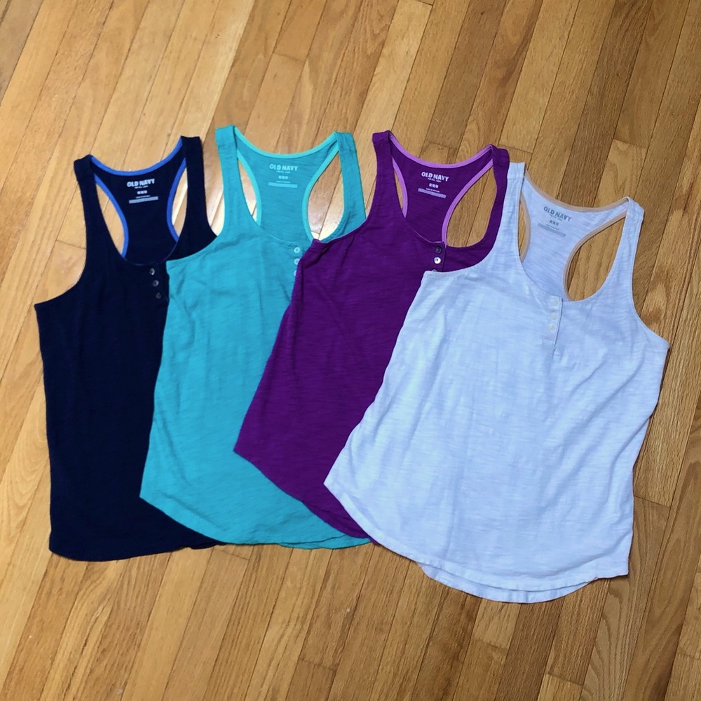 4 Old Navy Racerback Tank Tops Size M Worn Once
